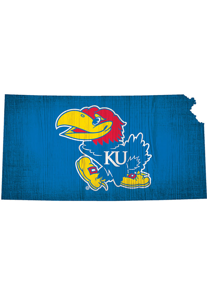 Kansas Jayhawks State Shape Color Sign