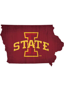 Iowa State Cyclones State Shape Color Sign