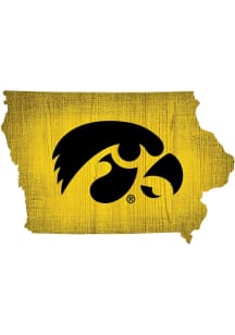 Black Iowa Hawkeyes State Shape Color Sign