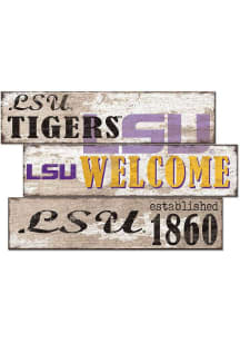 LSU Tigers Welcome 3 Plank Sign