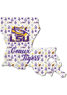 LSU Tigers 24 Inch Floral State Wall Art