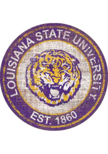 LSU Tigers Round Heritage Logo Sign