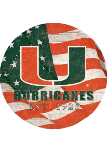 Miami Hurricanes 24in Flag Circle Sign