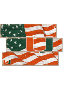 Miami Hurricanes Flag 3 Plank Sign