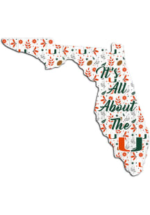 Miami Hurricanes 24 Inch Floral State Wall Art