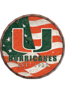 Miami Hurricanes Flag 16 Inch Barrel Top Sign