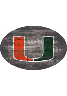 Miami Hurricanes 46 Inch Distressed Wood Sign
