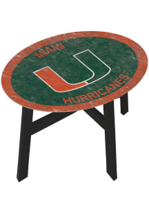 Miami Hurricanes Distressed Side Orange End Table