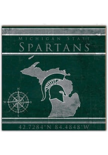 Michigan State Spartans Coordinates Sign