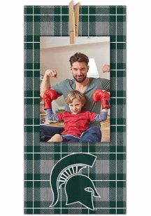 Michigan State Spartans Plaid Clothespin Sign