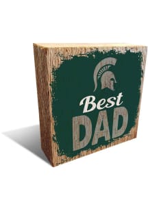 Green Michigan State Spartans Best Dad Block Sign