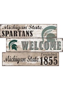 Michigan State Spartans Welcome 3 Plank Sign