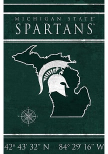 Michigan State Spartans Coordinates 17x26 Sign