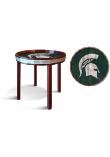 Michigan State Spartans 24 Inch Barrel Top Side Green End Table
