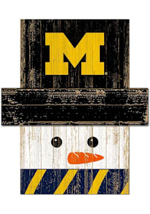 Michigan Wolverines Snowman Head 6x5 Sign - Blue