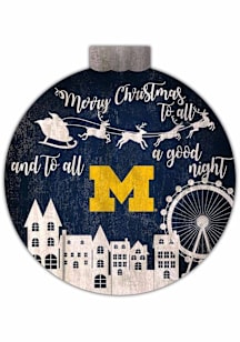 Michigan Wolverines Christmas Village Sign - Blue