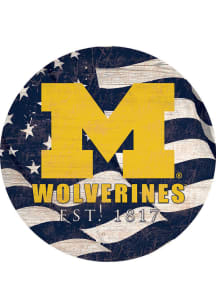 Michigan Wolverines Team Color Flag 12 Inch Circle Sign