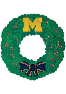 Michigan Wolverines Team Wreath 16 Inch Sign - Blue
