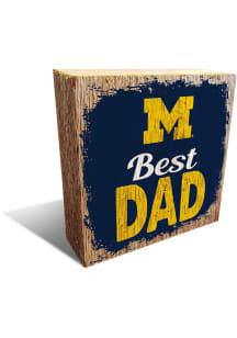 Blue Michigan Wolverines Best Dad Block Sign