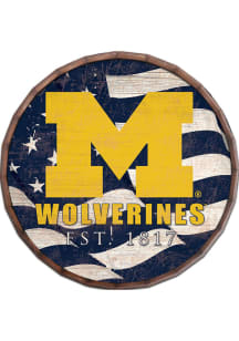 Michigan Wolverines Flag 16 Inch Barrel Top Sign