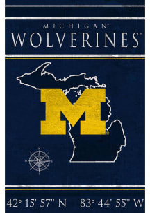 Michigan Wolverines Coordinates 17x26 Sign