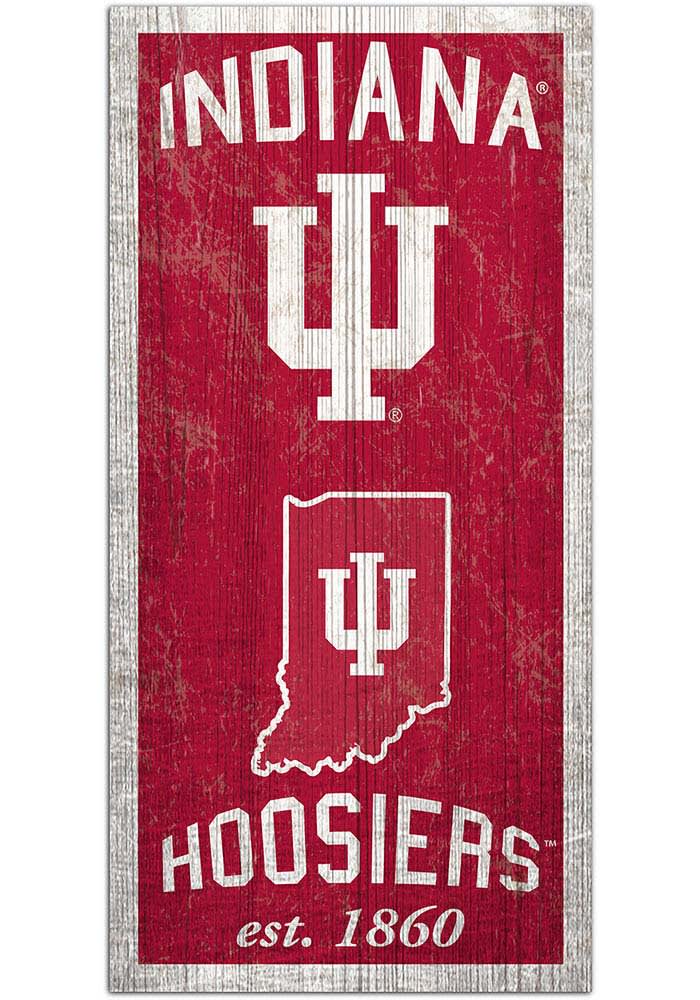 Indiana Hoosiers 6X12 Heritage Logos Sign RED