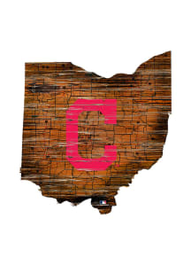 Cleveland Indians Distressed State 24 Inch Sign