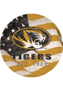 Missouri Tigers Team Color Flag 12 Inch Circle Sign