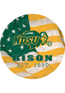 North Dakota State Bison Team Color Flag 12 Inch Circle Sign