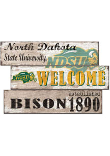 North Dakota State Bison Welcome 3 Plank Sign