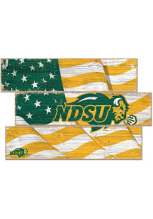 North Dakota State Bison Flag 3 Plank Sign