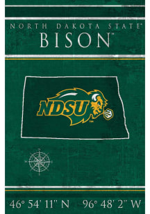 North Dakota State Bison Coordinates 17x26 Sign