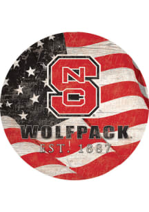 NC State Wolfpack Team Color Flag 12 Inch Circle Sign