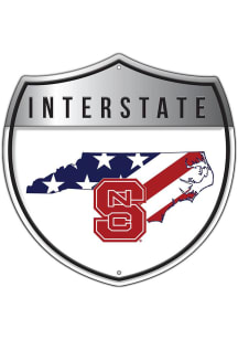 NC State Wolfpack Patriotic Interstate Metal Sign