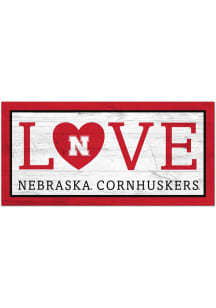 Red Nebraska Cornhuskers Love 6x12 Sign