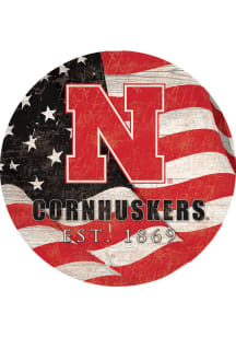 Nebraska Cornhuskers Team Color Flag 12 Inch Circle Sign