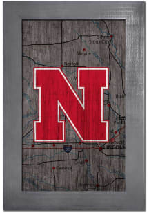 Red Nebraska Cornhuskers City Map Sign