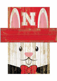 Red Nebraska Cornhuskers Easter Bunny Head Sign