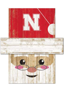 Red Nebraska Cornhuskers Santa Head Sign