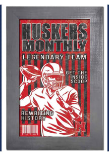 Red Nebraska Cornhuskers 11x19 Framed Monthly Sign