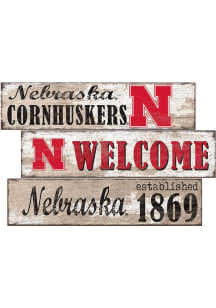 Nebraska Cornhuskers Welcome 3 Plank Sign