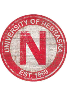 Nebraska Cornhuskers Round Heritage Logo Sign