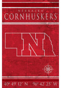 Nebraska Cornhuskers Coordinates 17x26 Sign
