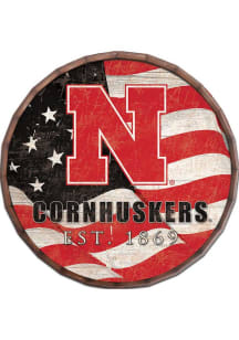 Red Nebraska Cornhuskers Flag 24 Inch Barrel Top Sign