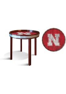 Nebraska Cornhuskers 24 Inch Barrel Top Side Red End Table