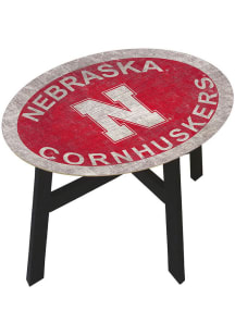 Nebraska Cornhuskers Distressed Side Red End Table