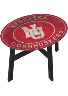 Nebraska Cornhuskers Logo Heritage Side Red End Table