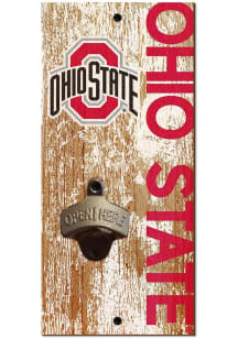 Red Ohio State Buckeyes Distressed Bottle Opener Sign