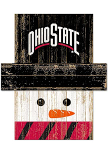 Ohio State Buckeyes Snowman Head 6x5 Sign - Red