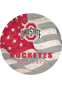 Ohio State Buckeyes Team Color Flag 12 Inch Circle Sign